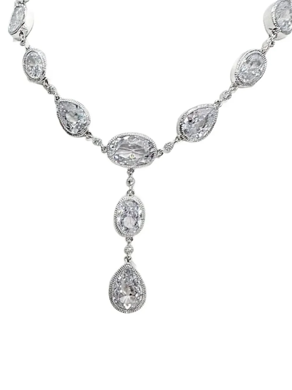 Park Lane “Vegas” Necklace Crystal Drop Statement Necklace Silver Tone Glam NWT